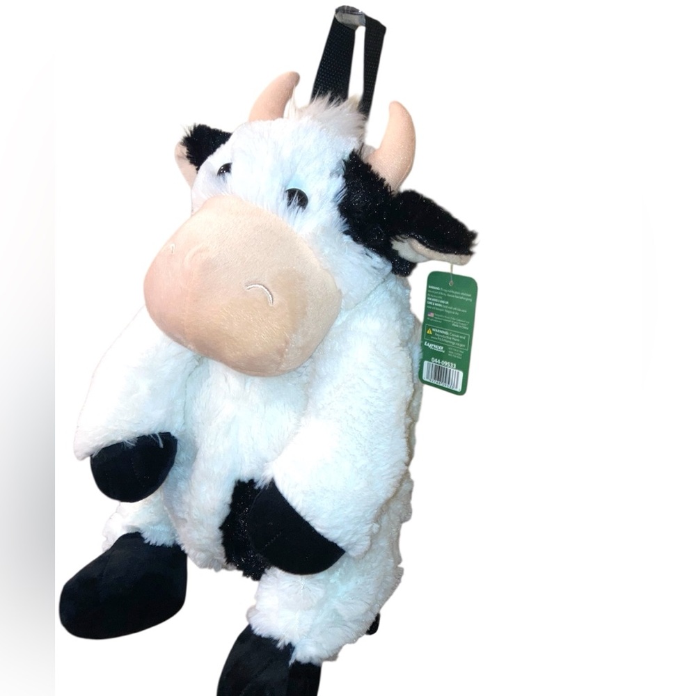 Cow Novelty Backpack NWOT - Soft Plush by Critter Collection - Black & White